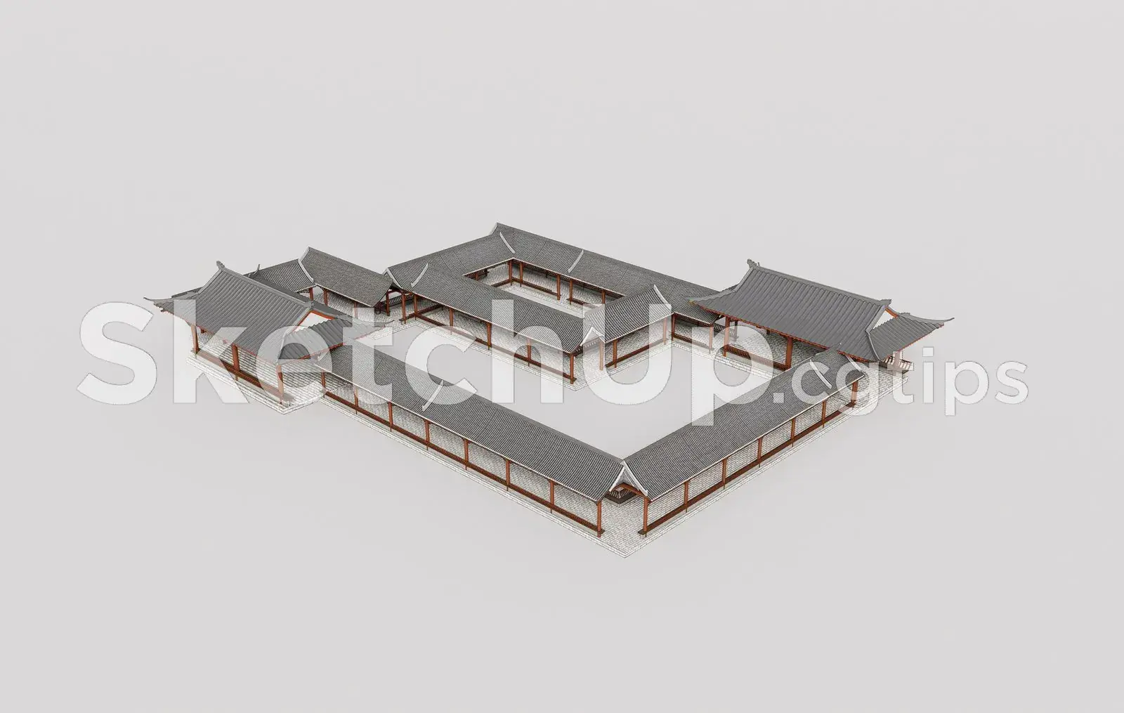 Traditional Wooden Pavilion with Tiled Roof