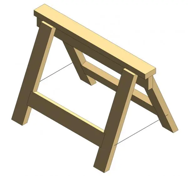 Sawhorse - Wooden Foldable — preview 1, by DSmith121 (RevitCity, CC0)