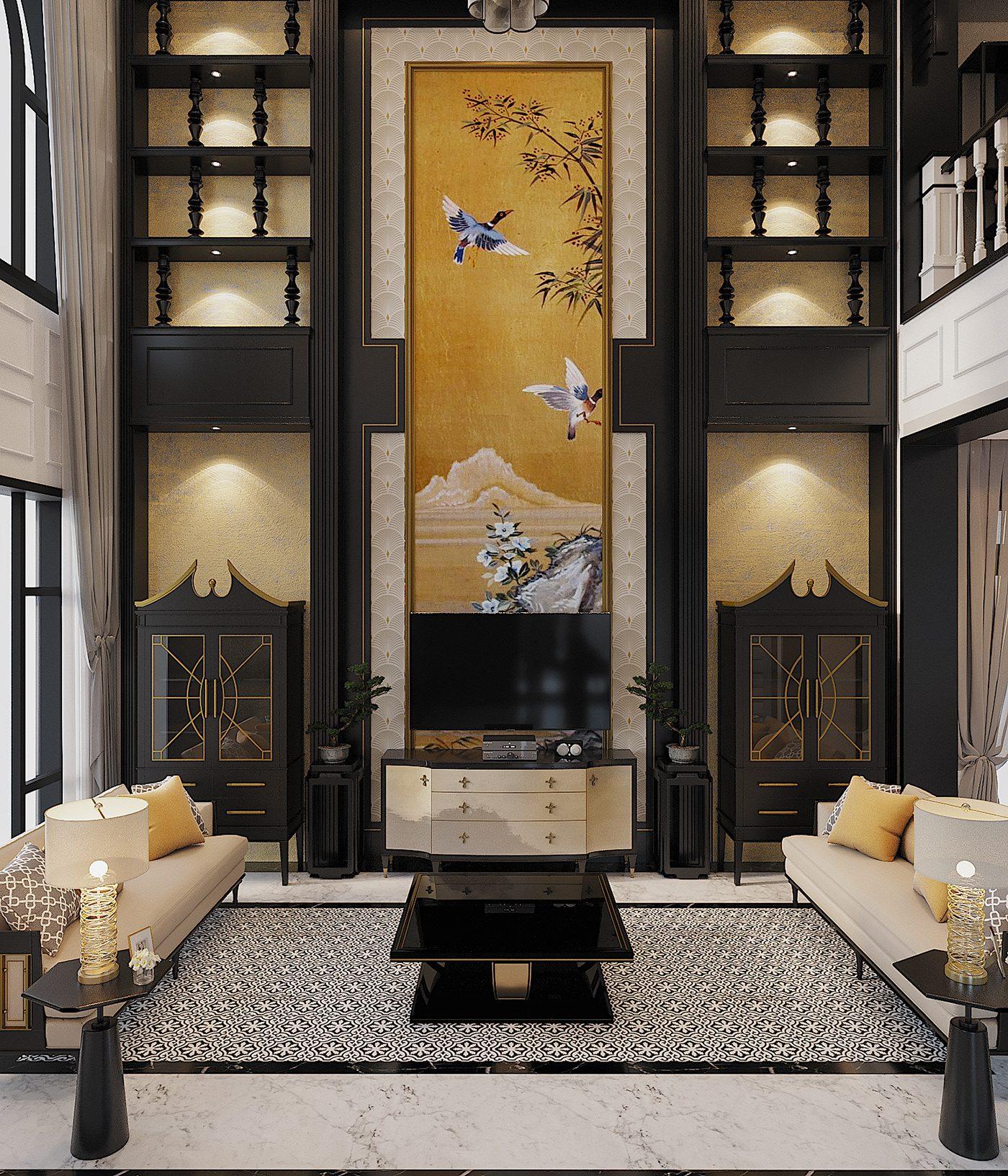 Indochine Living Room – Kitchen Interior