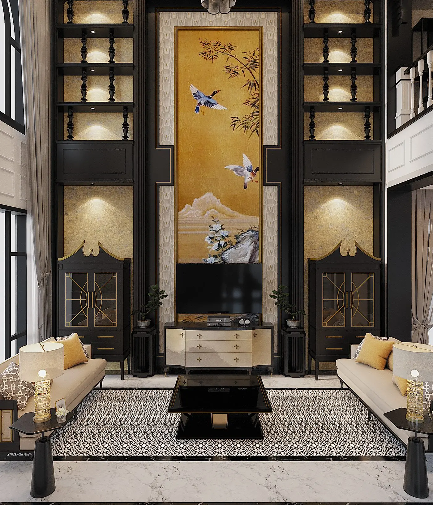Indochine Living Room – Kitchen Interior