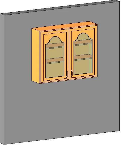 Kitchen Wall Cabinet - Double-Door with Glass Panels