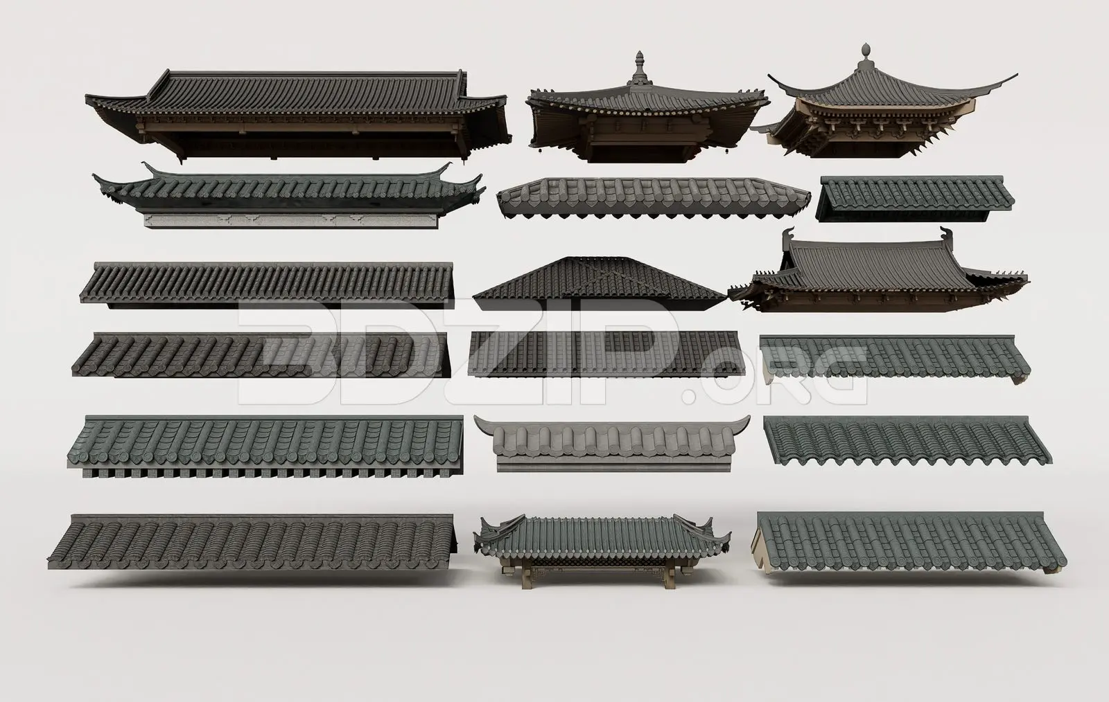 Traditional Asian Roof Collection — preview 1 (3dzip)