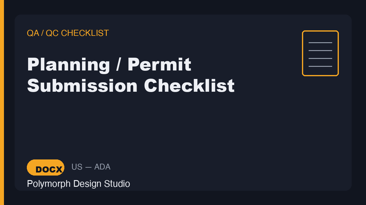 Planning / Permit Submission Checklist