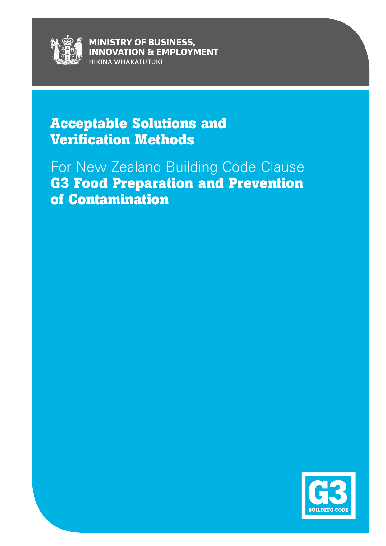 New Zealand Building Code G3 — Food Preparation and Prevention of Contamination (Acceptable Solution)