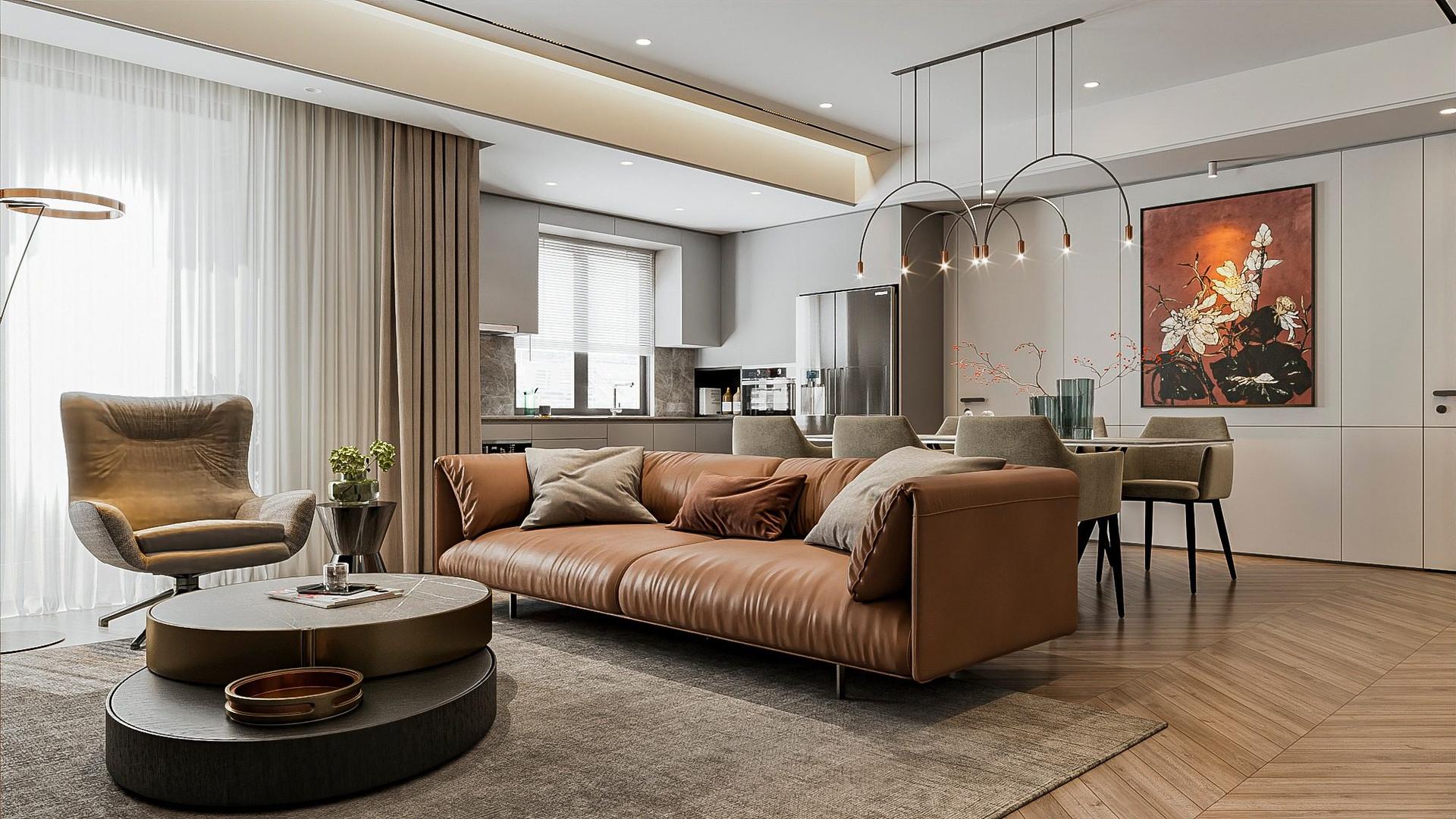 Living Room – Kitchen Interior — preview 1, by Hoan Max (3dzip)
