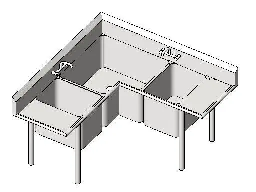 Commercial Sink - 3 Comp Corner