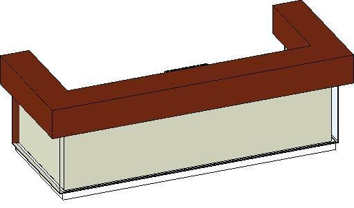 Custom Makore and glass reception desk