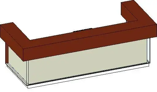 Custom Makore and glass reception desk