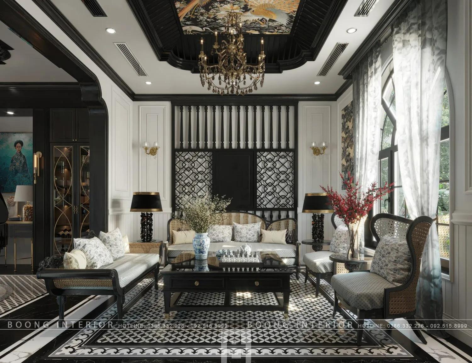 Indochine Living Room – Kitchen Interior