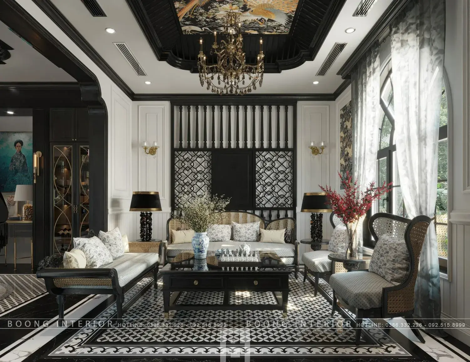 Indochine Living Room – Kitchen Interior