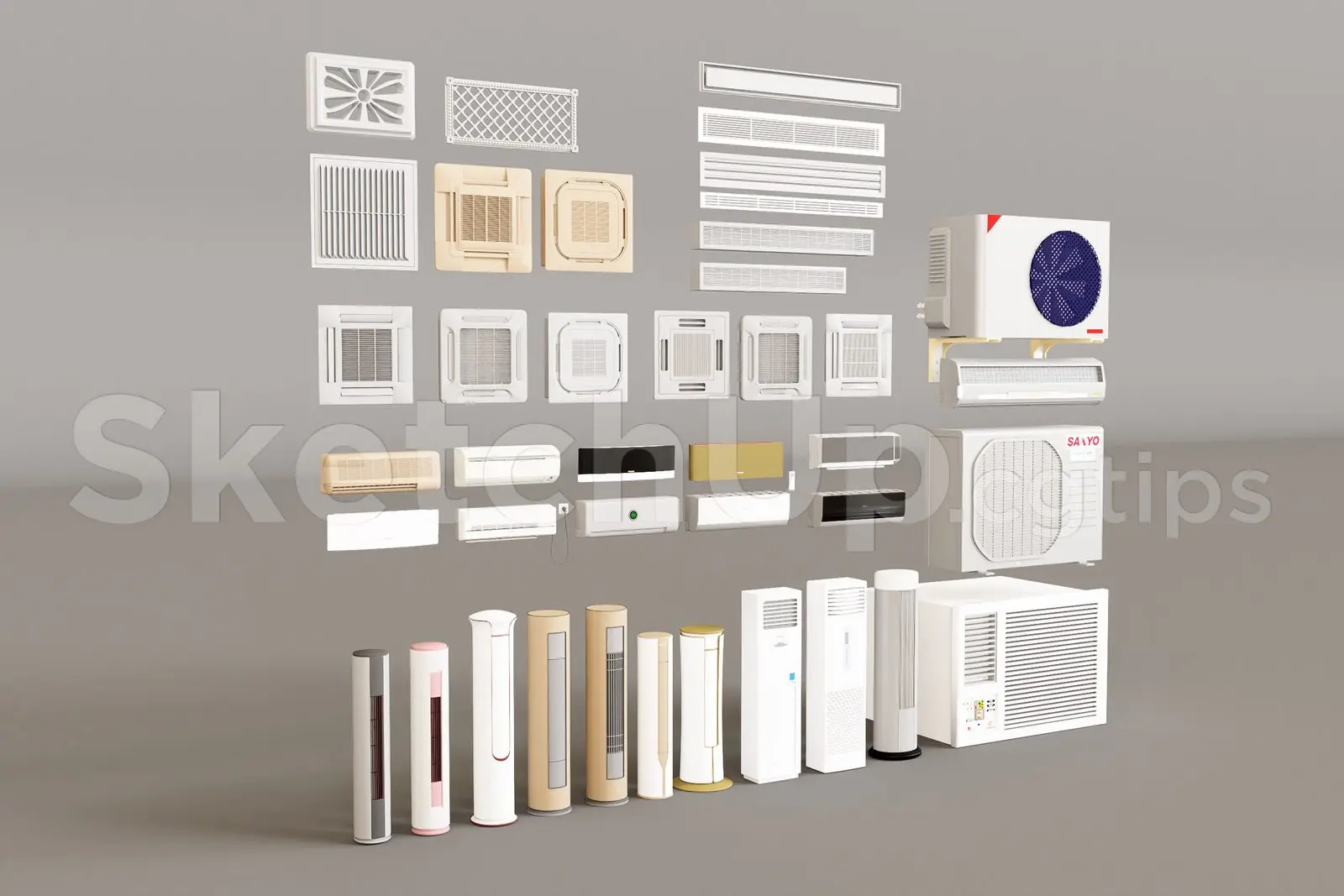 Air Conditioner and Tower fan — preview 1 (cgtips, CC0)