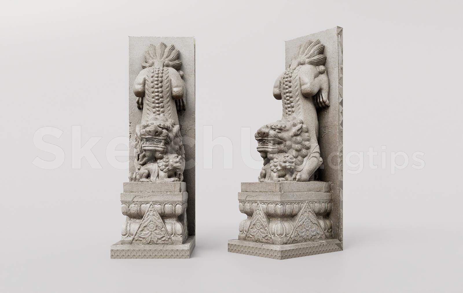 Traditional Chinese Gate Stone Lion Sculpture