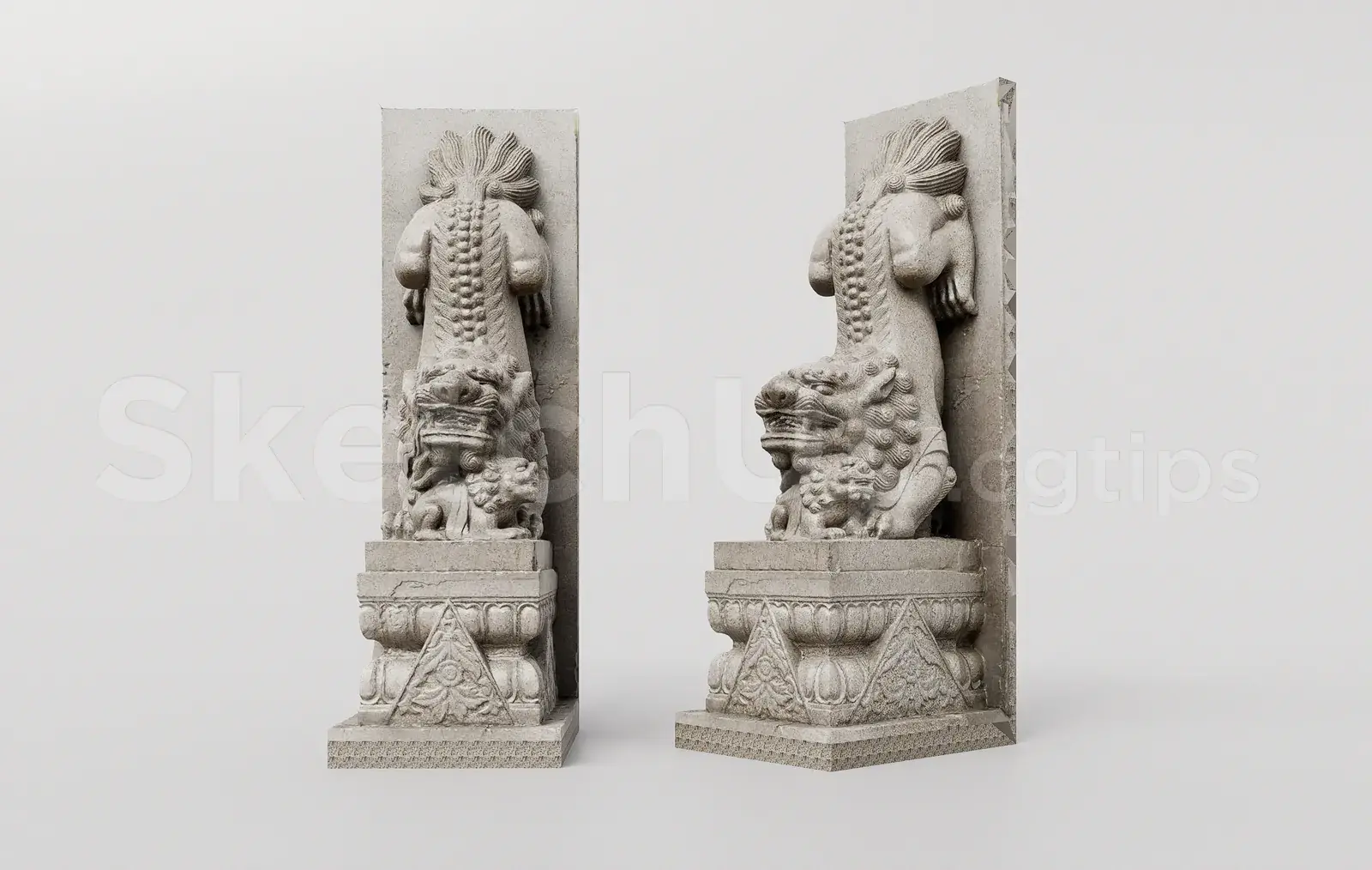 Traditional Chinese Gate Stone Lion Sculpture