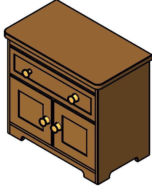 Simple Night Stand with 1 Drawer and 2 Doors