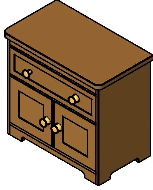 Simple Night Stand with 1 Drawer and 2 Doors