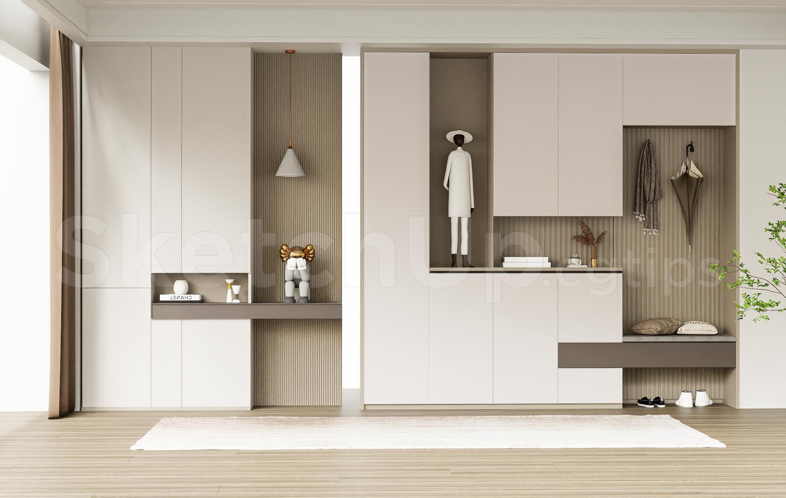Modern Entryway Wardrobe and Shoe Cabinet
