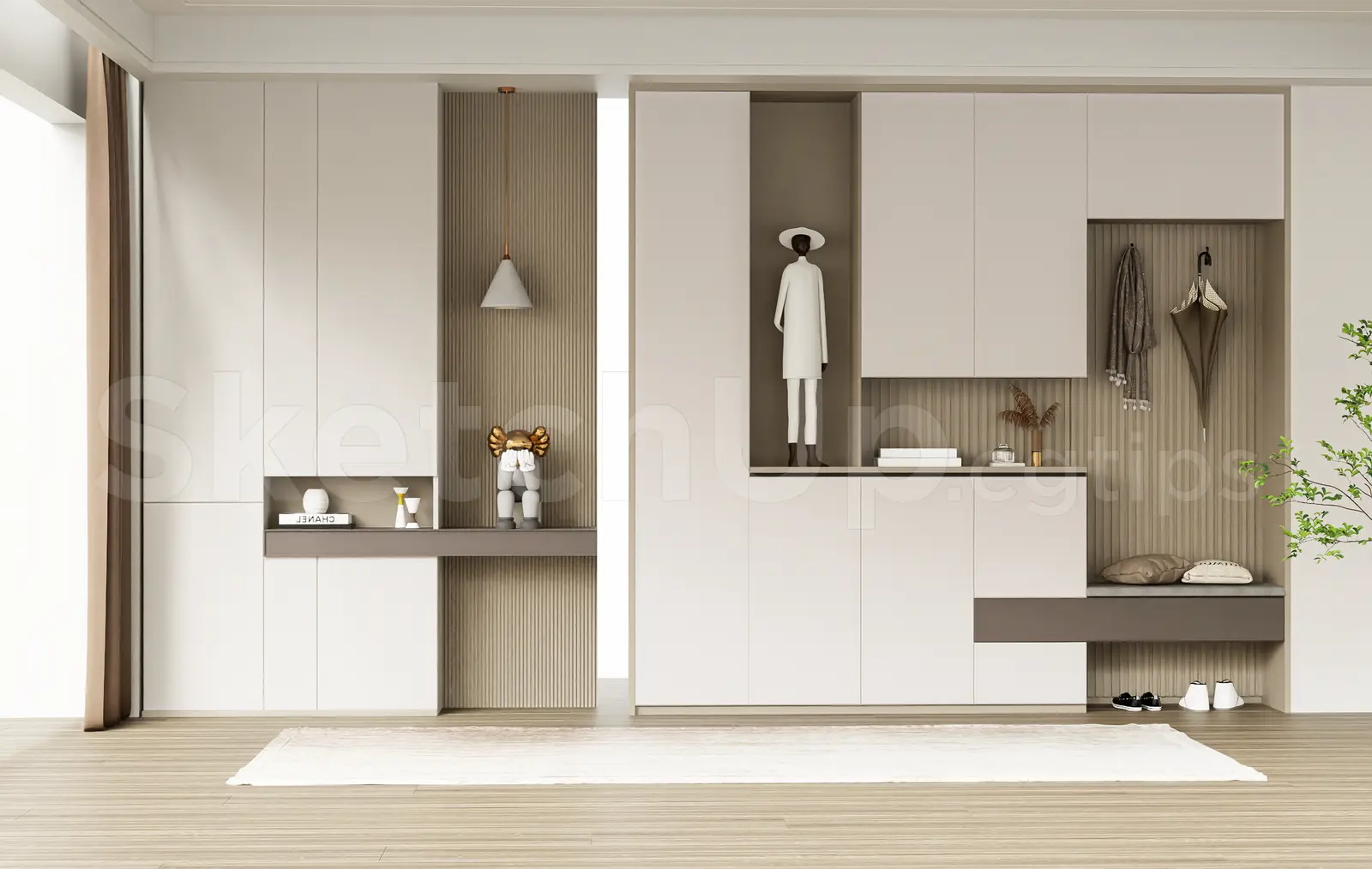 Modern Entryway Wardrobe and Shoe Cabinet — preview 1 (cgtips, CC0)
