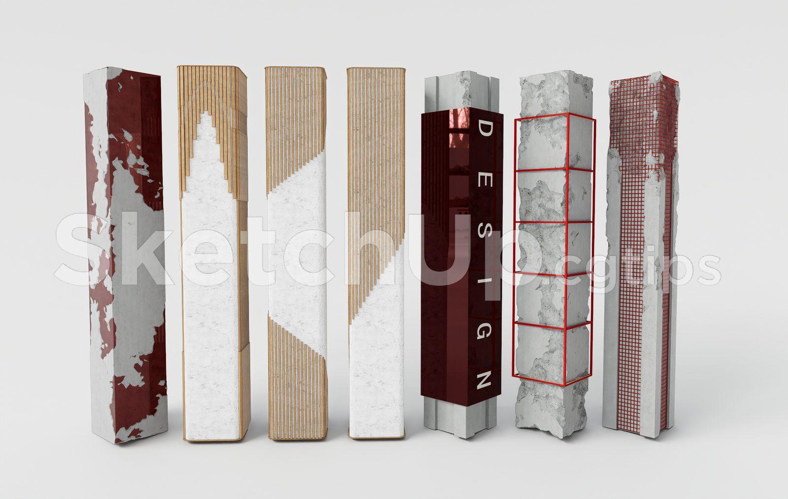Modern Architectural Concrete Column Design – SketchUp 3D Concept