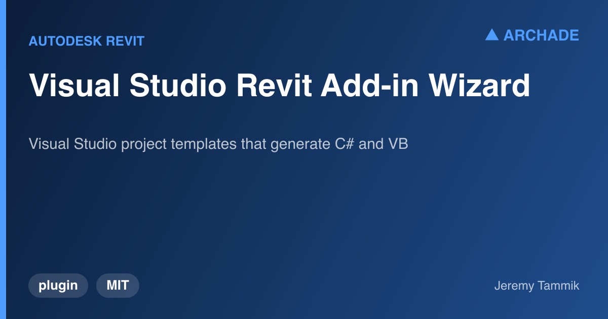 Visual Studio Revit Add-in Wizard