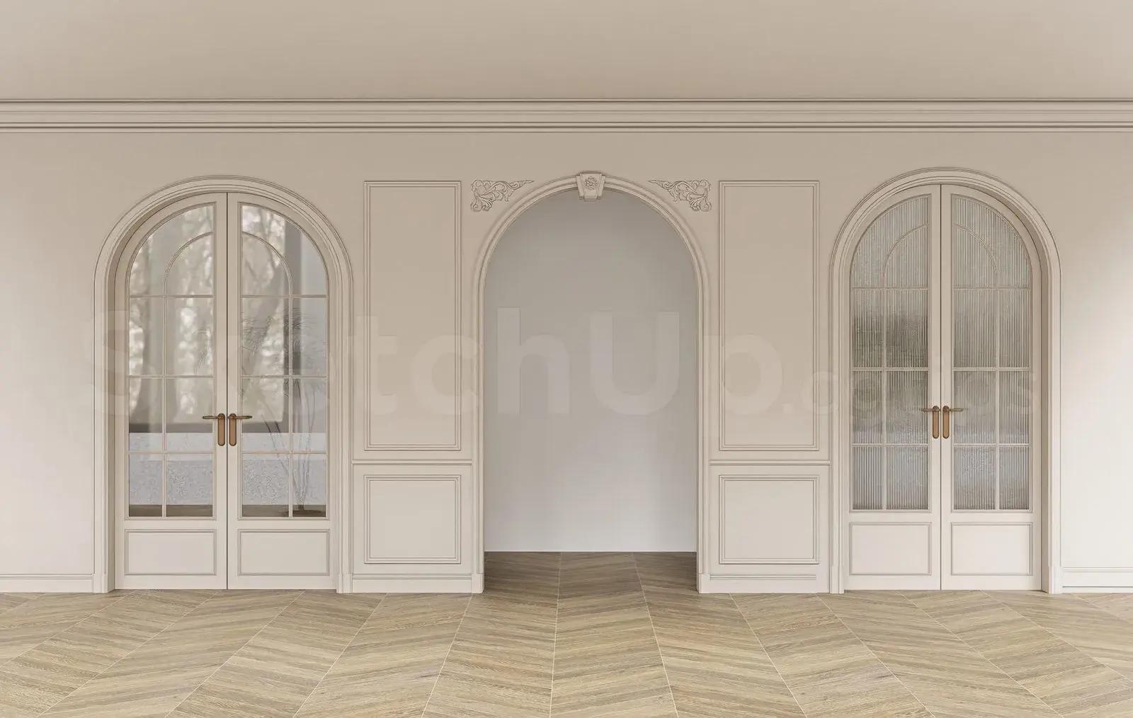 Classic Wooden Arched Doorway