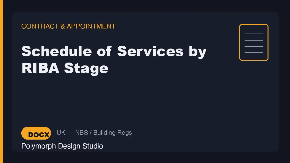Schedule of Services by RIBA Stage