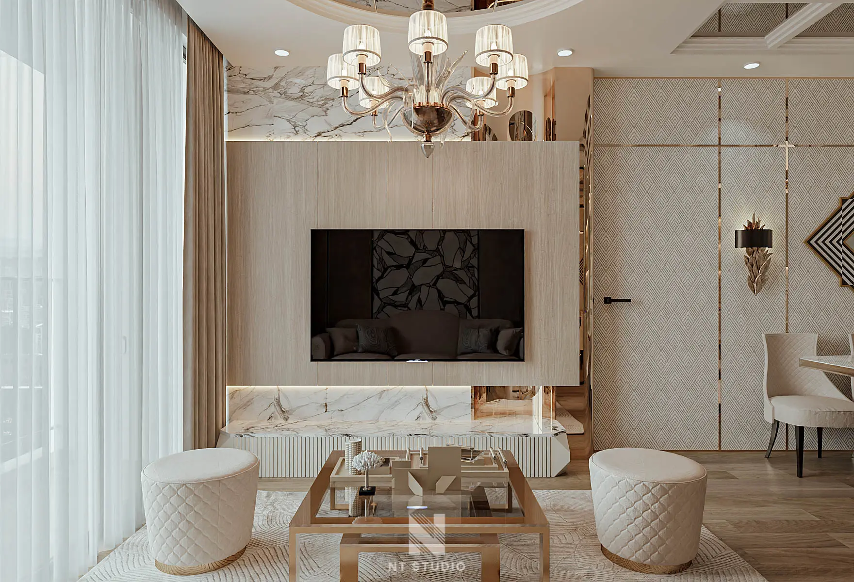 Living Room – Kitchen Interior — preview 1, by NT Studio (3dzip)