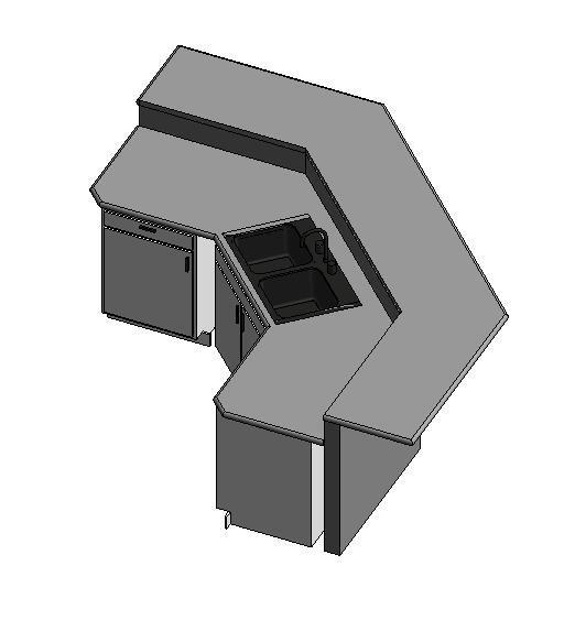 Kitchen Island with 45 angled walls and sink