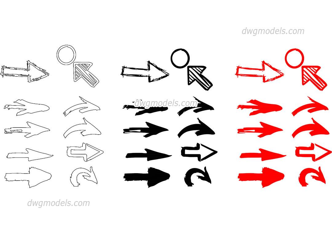 Freehand Sketch Arrow Icon Set