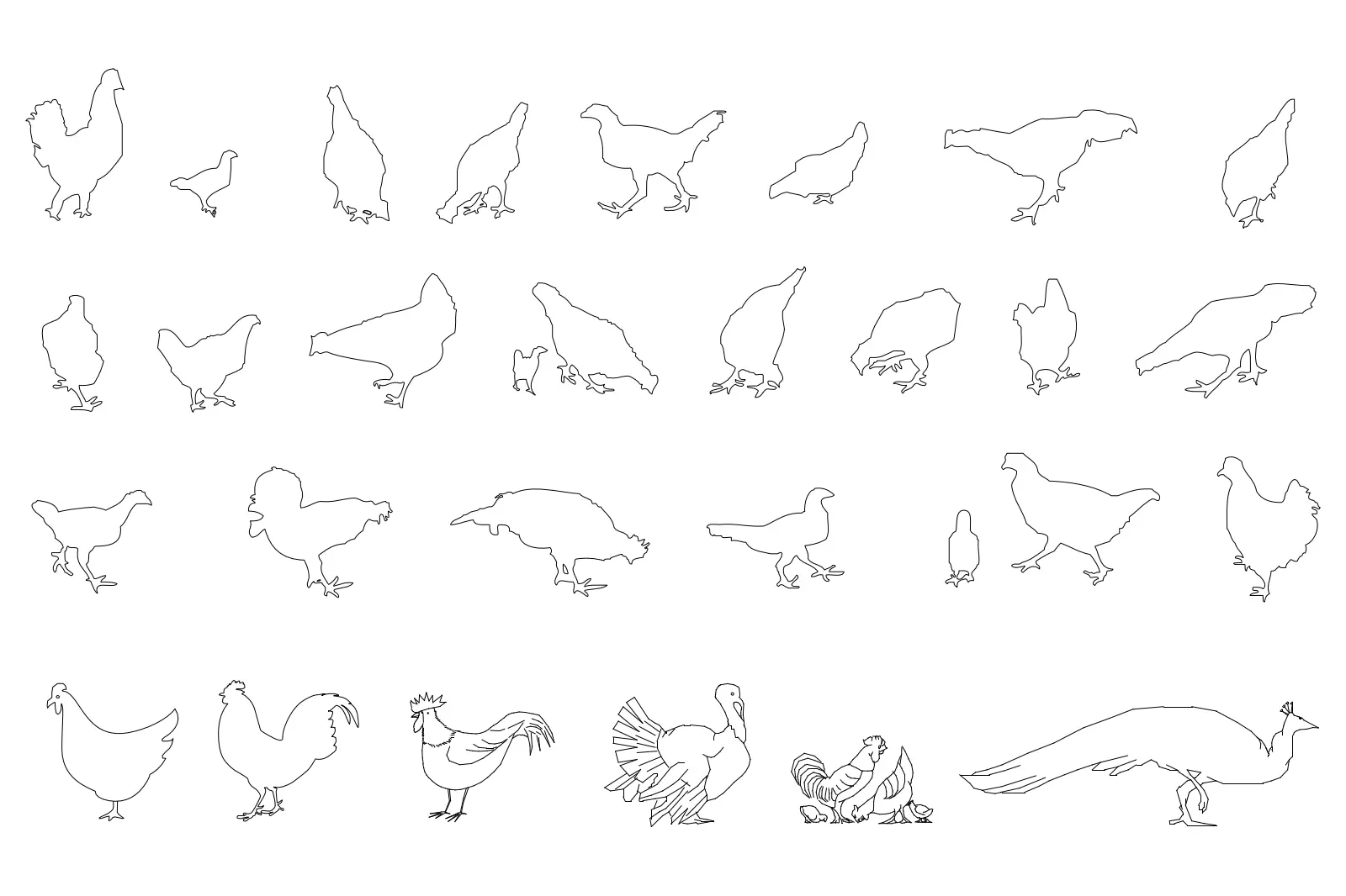 Birds set — CAD drawing preview