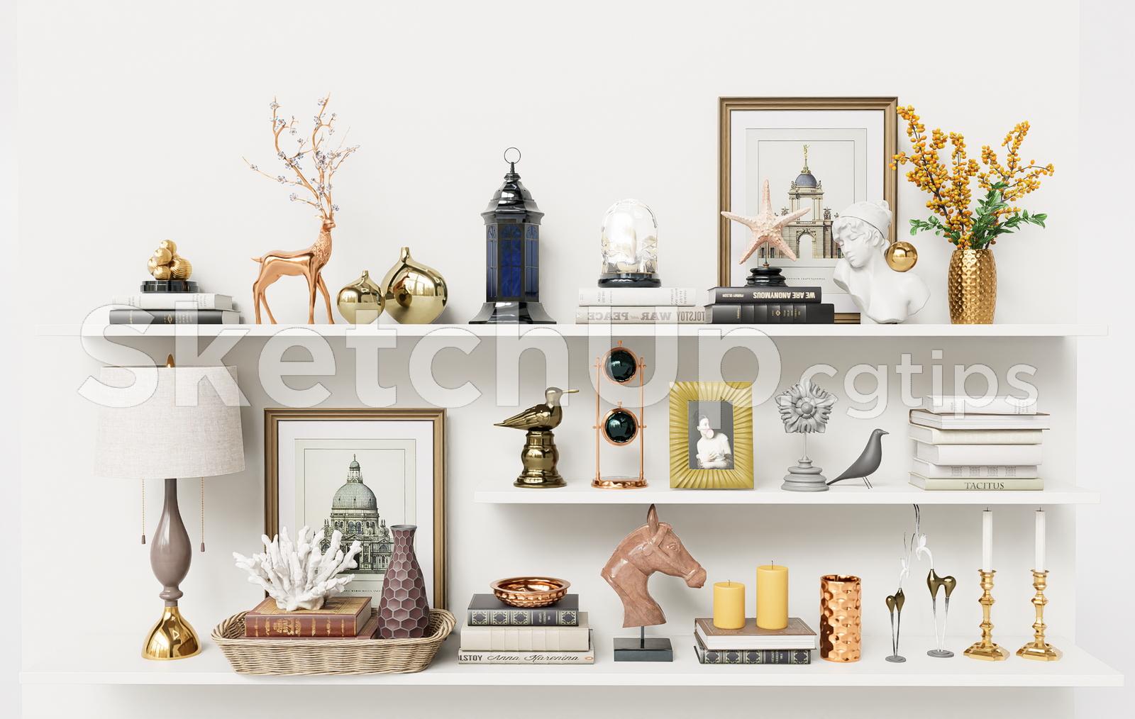 Contemporary Decorative Objects Set for Shelves