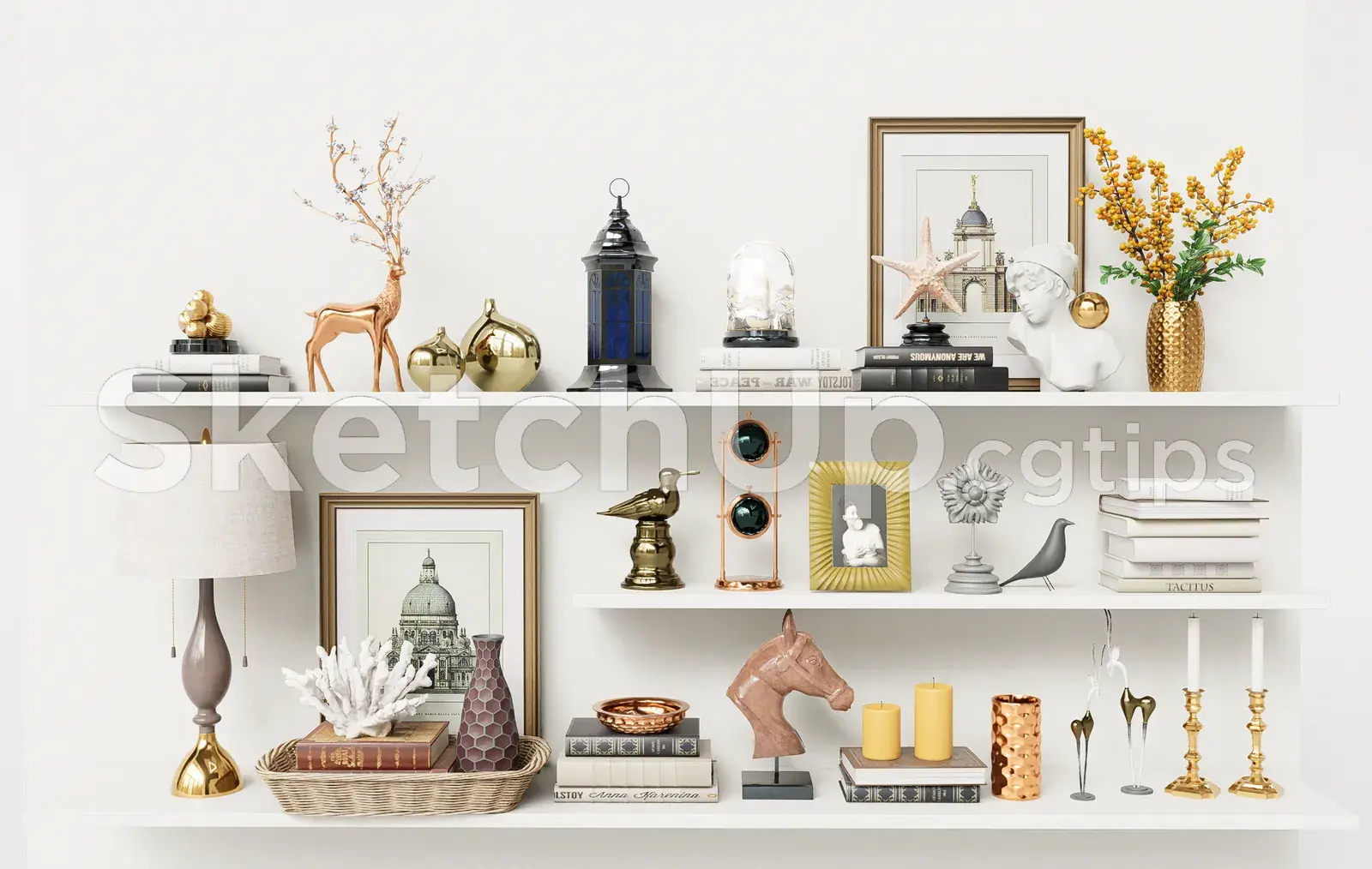 Contemporary Decorative Objects Set for Shelves