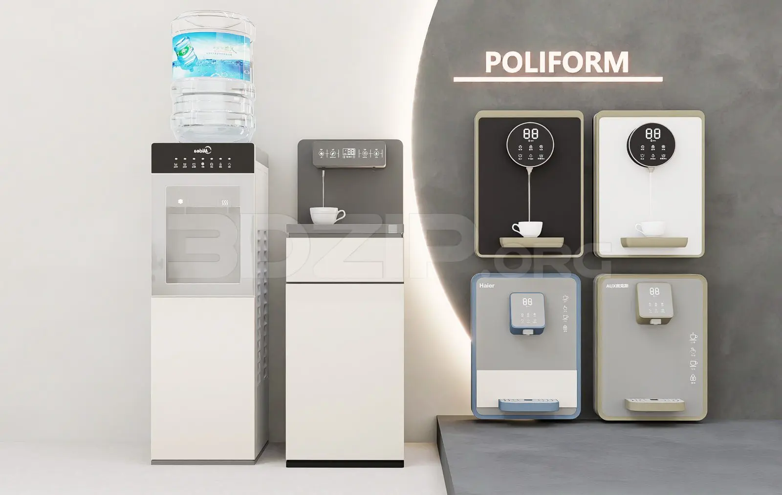 Water Dispenser Models – Hot & Cold Types for Interior Design — preview 1 (3dzip)
