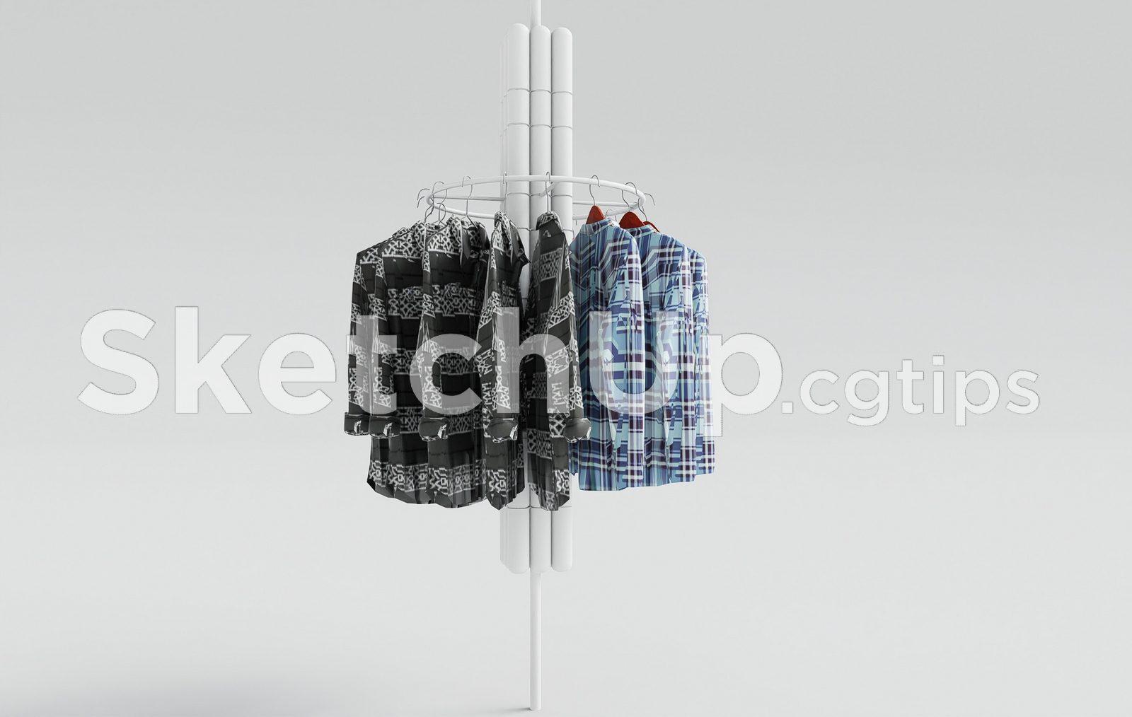 Fashion Store Clothing Rack with Shirts – SketchUp 3D Design
