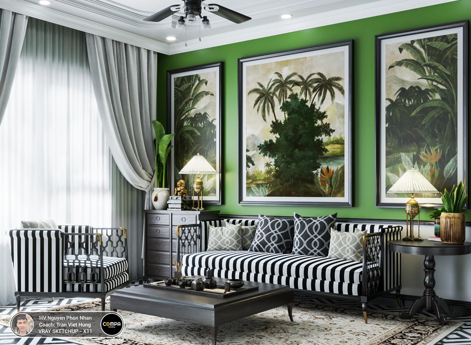 Interior Indochine Livingroom Scene