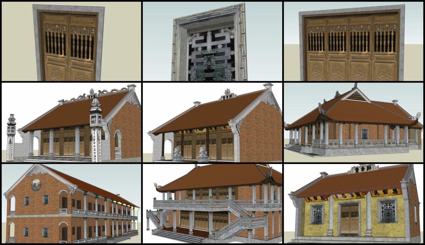 Thư viện sketchup công trình đình chùa, kiến trúc cổ Việt Nam (P6)