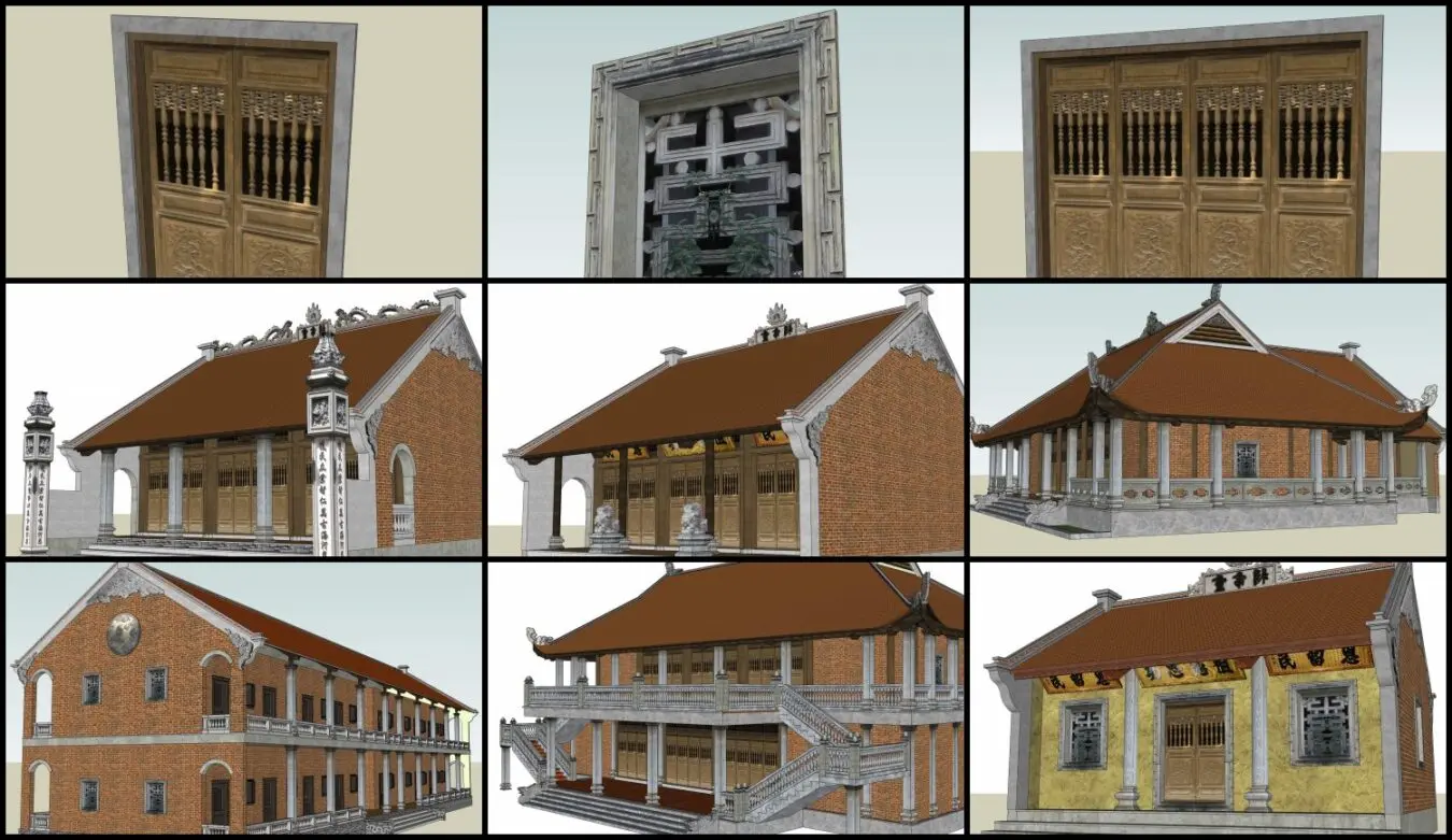Thư viện sketchup công trình đình chùa, kiến trúc cổ Việt Nam (P6) — preview 1 (cgtips)