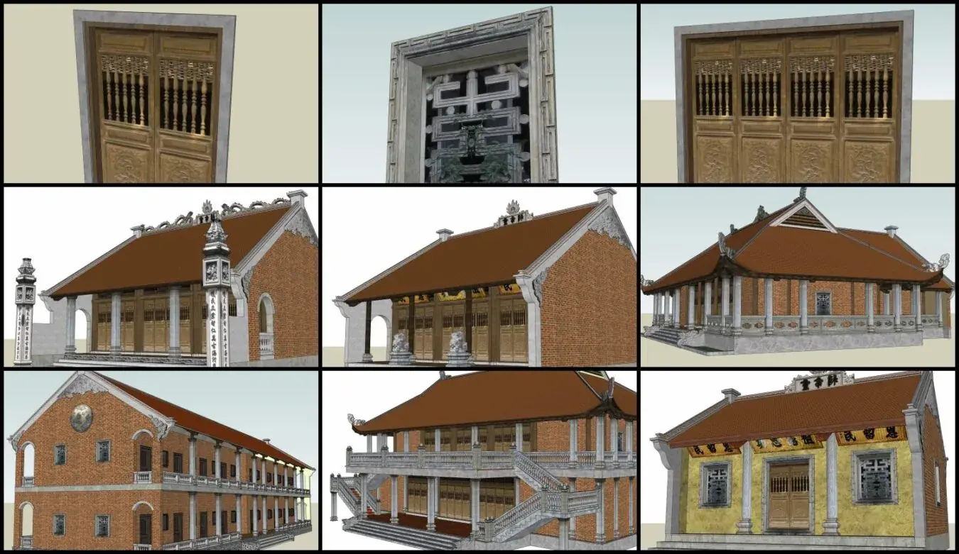 Thư viện sketchup công trình đình chùa, kiến trúc cổ Việt Nam (P6)