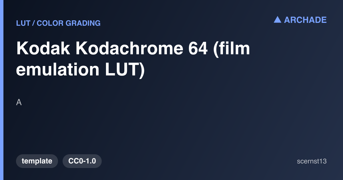 Kodak Kodachrome 64 (film emulation LUT) — preview 1