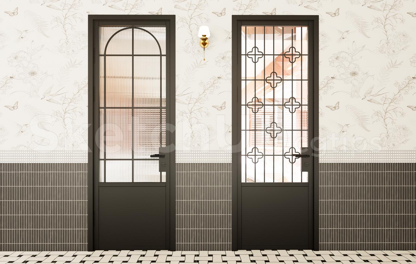 Modern Classic Black Metal Glass Doors