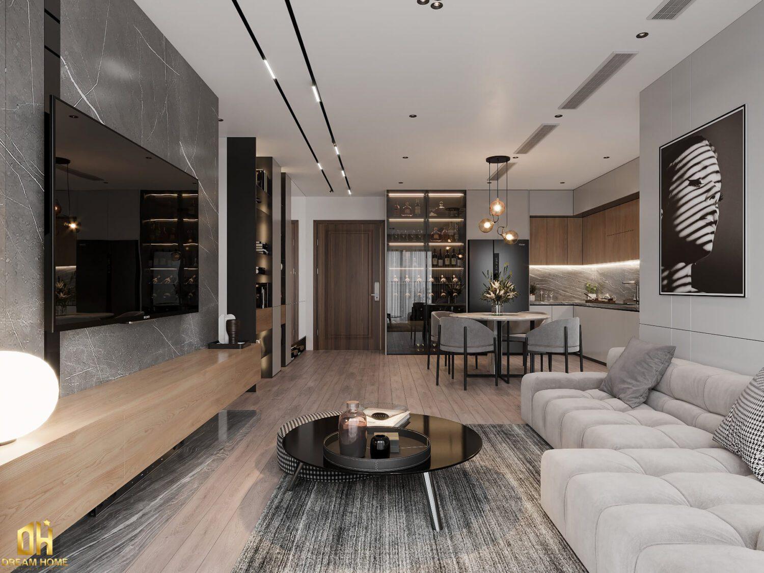 Interior Living Room- Kitchen
