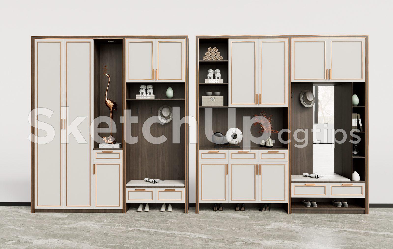 Modern Shoe Cabinet SketchUp 3D Model — preview 1 (cgtips)