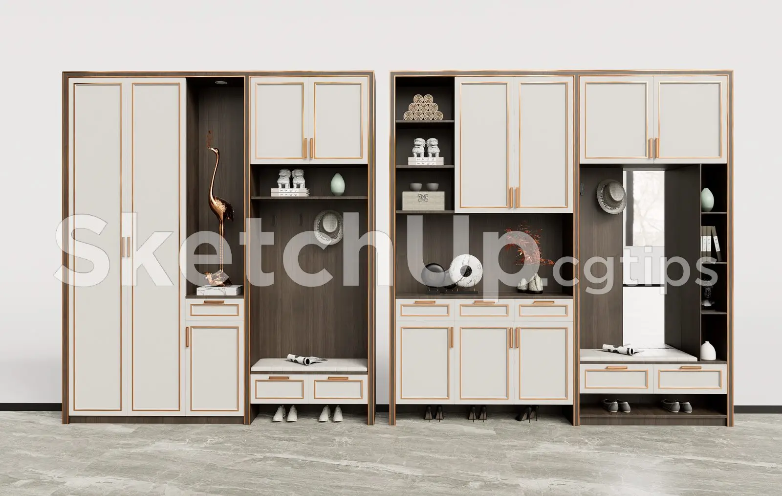 Modern Shoe Cabinet SketchUp 3D Model