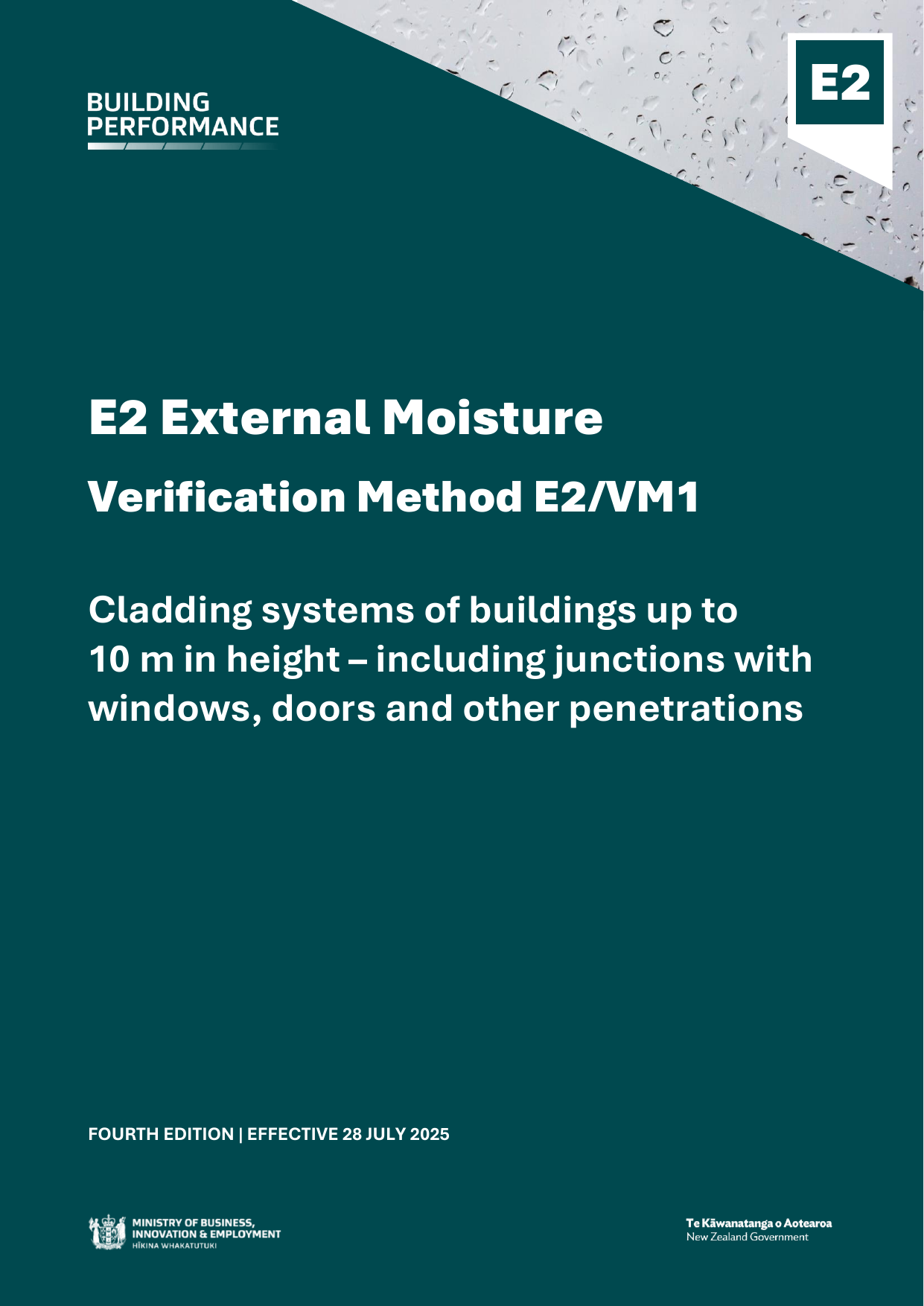 New Zealand Building Code E2/VM1 — External Moisture (Verification Method)