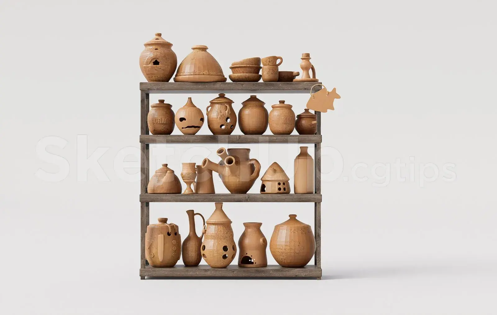 Vintage Ceramic Vase Collection SketchUp Model for Interior Decoration