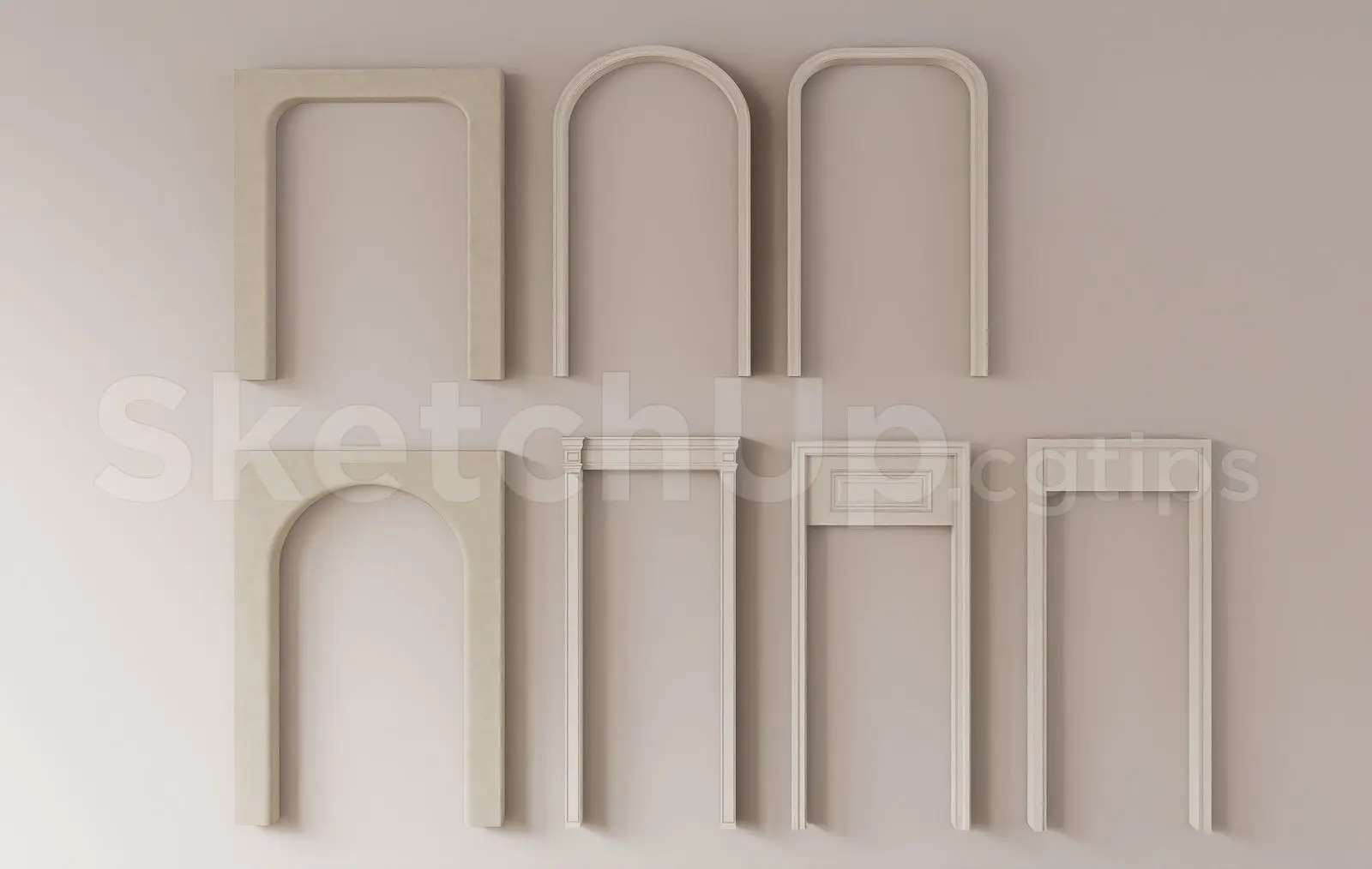 Classic Wooden Arched Doorway — preview 1 (cgtips)