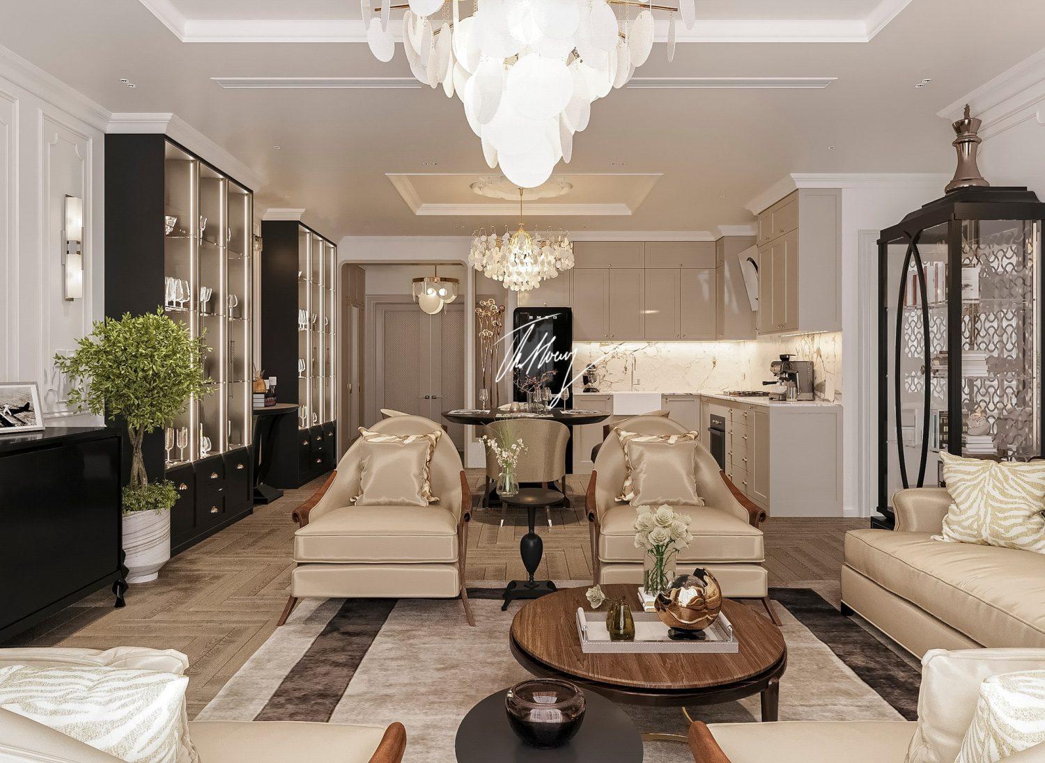 Neoclassical Living Room – Kitchen Interior
