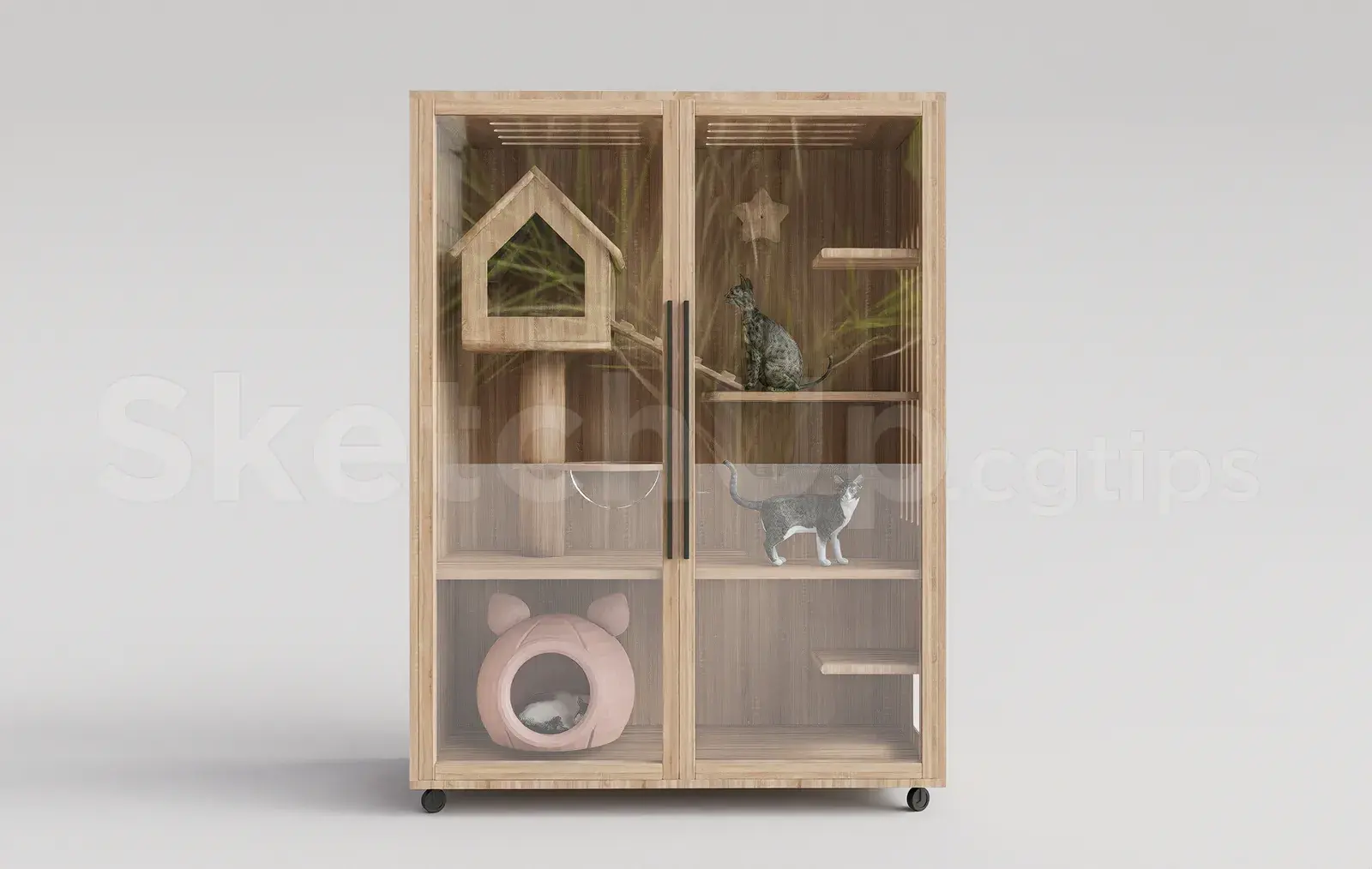 Modern Wooden Cat House Cabinet