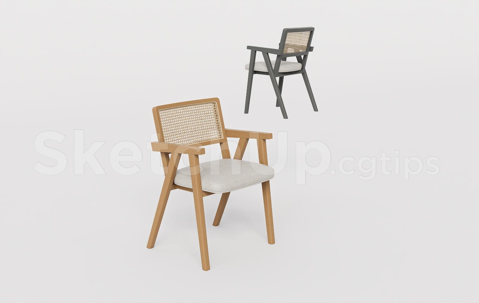 Mid-Century Rattan Cane Armchair