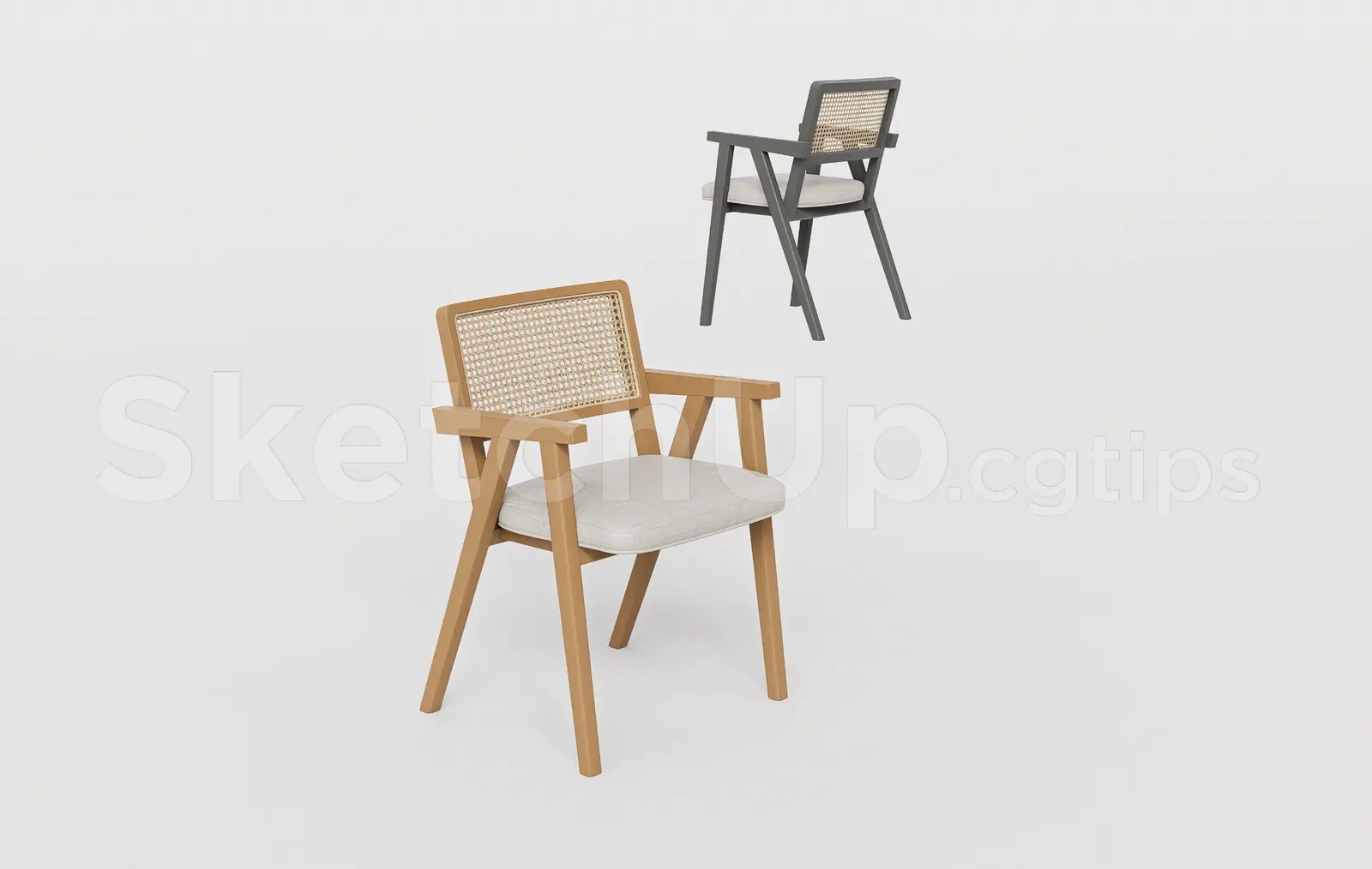 Mid-Century Rattan Cane Armchair