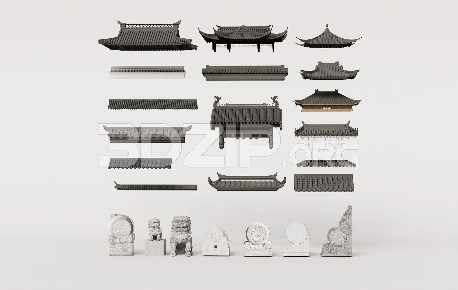 Traditional Asian Roof Collection — preview 1 (3dzip)